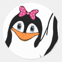 Mädchen-Pinguin-wellenartig bewegender Aufkleber ( aufkleber