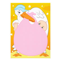 Mädchen-Storch-Babyparty-Einladungen