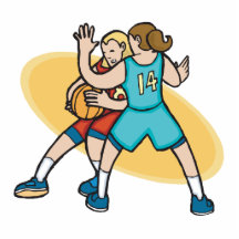Mädchenbasketball auf der Verteidigung Fotofiguren