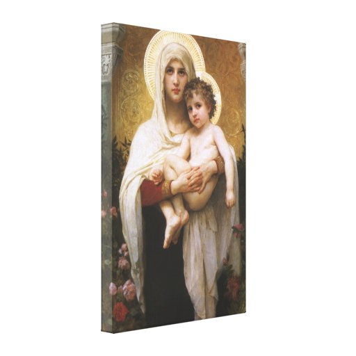 Madonna der Rosen, Bouguereau Vintage viktorianisc Gespannter Galerie Druck