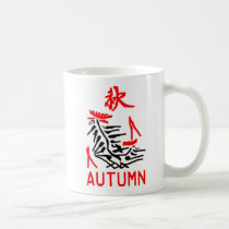 Mahjong Fliese, Herbst/Fall, auf weißen Hintergrun tassen