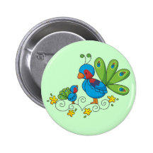 Mamma-und Baby-Pfau Anstecknadelbutton