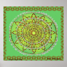 Mandala-Kunst-Plakat-Grün unterzeichnet