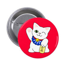 Maneki Neko glückliche Katze Button