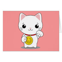 Maneki Neko - weiße glückliche Katze Karten