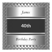 Mann-40. Geburtstags-Party-Silber-Einladung