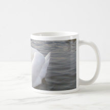 Männlicher weißer Schwan mit jungen Schwänen Kaffee Tassen