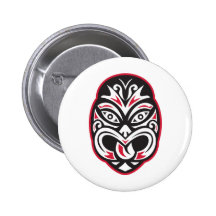 Maori- tiki moko Tätowierungsmaske Anstecknadelbuttons