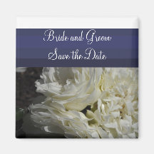 Marine-Blau mit SahneRosen Save the Date Magnete