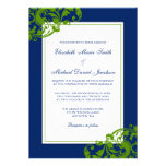 Marine-Blau und Grün blühen den Wedding Wirbel Einladungen