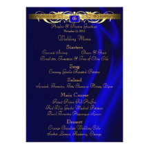 Marquis-blaues Silk Goldrolle-Hochzeits-Menü Einladungskarten