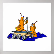 Marsmenschen, die Rover kontrollieren Posterdrucke