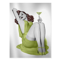 Martini-Mädchen im Grün Postkarte