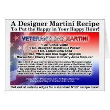 Martini-Rezept-Karte des Veterans Tages
