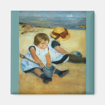 Mary Cassatts Kinder auf dem Strand (1884) Magnete