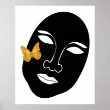 Maske mit orange Schmetterling Posterdruck