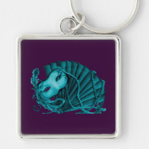 Maskerade in aquamarinem auf lila Keychain Schlüsselband