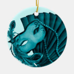 Maskerade in aquamarinem weihnachtsbaum ornament