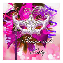 Maskerade-Party-Masken-Schwarz-lila rosa Karneval Individuelle Einladungen