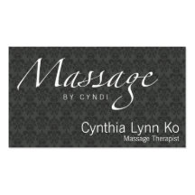 Massage-Text auf grauem Damast Visitenkartenvorlagen