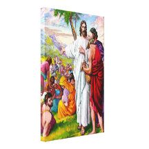 Matthew-14:13 - 21 Jesus füttert 5000 Männern Lein Leinwand Drucke