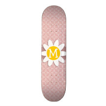 Mauve Circles; Spring Daisy Skate Board Deck