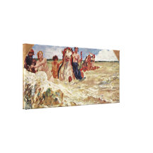 Maximales Klinger - Seegötter in der Brandung Galerie Faltleinwand