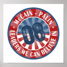 McCain Palin Führer, die wir herein glauben können Poster