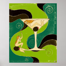 Meerjungfrauen in einem Martini Plakat