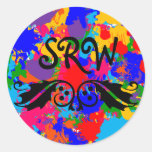 Mehrfarbenfarben-Spritzer-Monogramm-Aufkleber