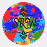 Mehrfarbenfarben-Spritzer-Monogramm-Aufkleber