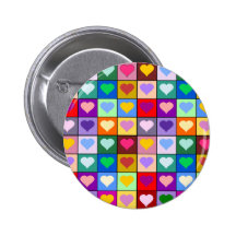 Mehrfarbenherz-Quadrate Anstecknadelbutton