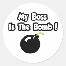 Mein Chef ist die Bombe! Runder Aufkleber