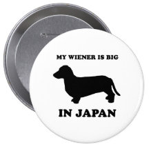 Meine Dackel ist in Japan groß Anstecknadelbuttons