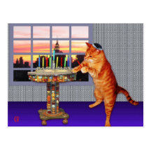 Menorah Katze Postkarte