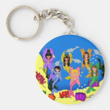 Merfairies im Ozean mit Delphinen Keychain Schlüsselbänder