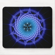 Merkaba gewundenes Mandala-Blau (Fraktal-Geometrie Mousepads