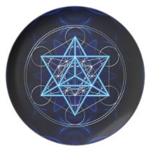 Metatrons Würfel -  Merkaba - Stern Tetraeder Flacher Teller