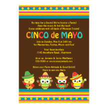 Mexikaner-Eulen Cinco Des Mayo Personalisierte Einladungen