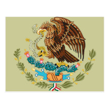 MEXIKANISCHE FLAGGE - MEXIKO-ART - WAPPEN POSTKARTE