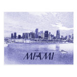 Miami, Florida Skyline-Bleistift-Zeichnen Postkarte