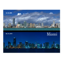 Miami-Skyline im Jahre 2006 und 2010 Postkarte