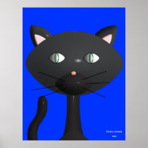 Miezekatzegesicht mit blauem hauptsächlichhintergr posterdrucke