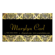 minniemay antique damask gold+black business cards