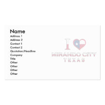 Mirando Stadt, Texas Visitenkarten Vorlagen