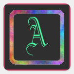 Mit Monogramm Aufkleberschablone des Regenbogens