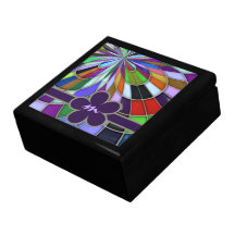 Mit Monogramm bunte abstrakte beflecktes Glas-Blum Geschenkbox