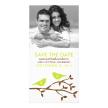 Mit Monogramm Liebe-Vogel-Save the Date Fotokarten