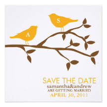 Mit Monogramm Liebe-Vogel-Save the Date Mitteilung Individuelle Ankündigung