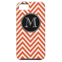 Mit Monogramm orange Zickzack Muster iPhone 5 Schutzhülle
